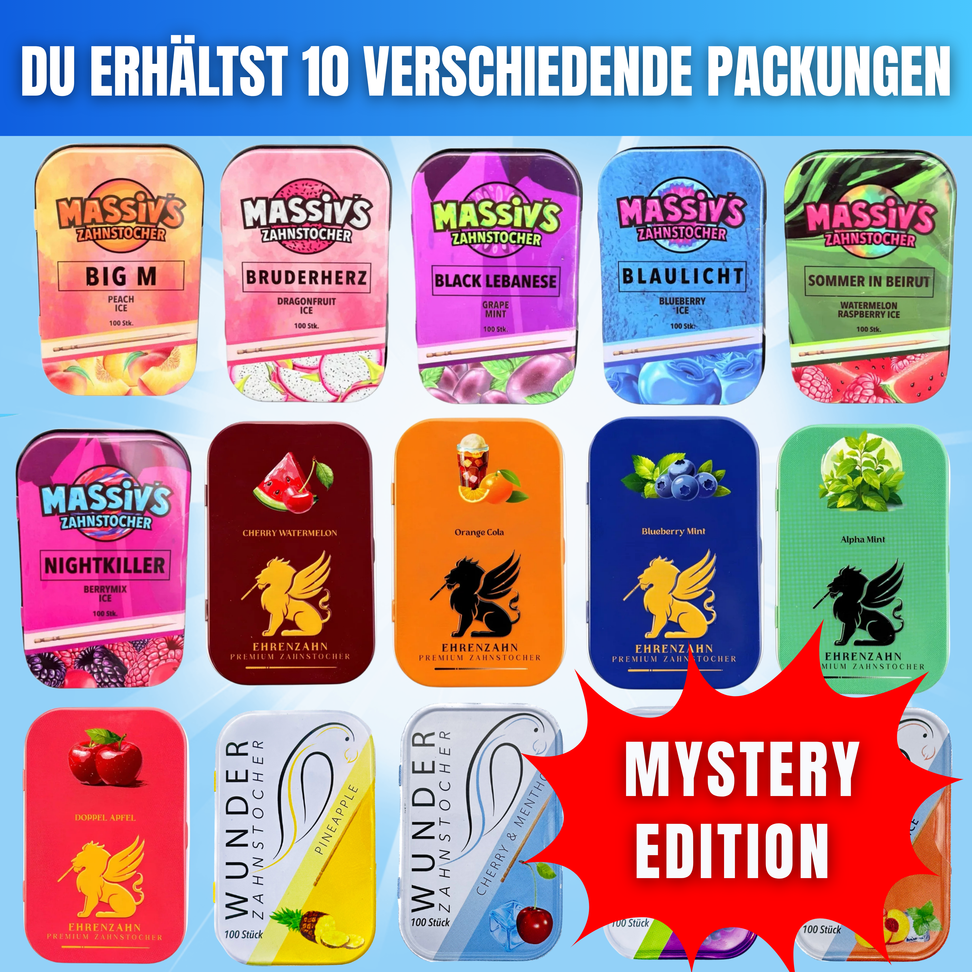 10x Zahnstocher mit Geschmack